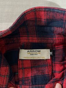 Red and Navy Plaid Flannel Shirt