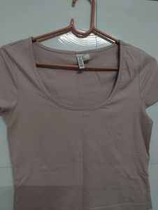 Soft Pink Square Neck T-Shirt