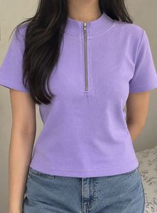 Lilac Zip Neck T-Shirt