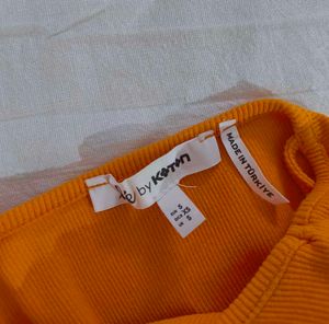 Orange Ribbed Crop Top