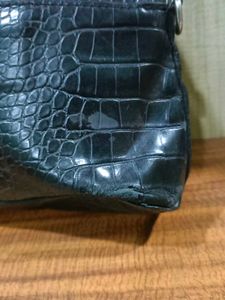 Chic Black Croc Embossed Handbag