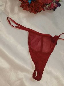 Sheer Red Thong Panty