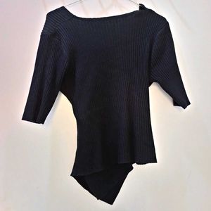 Black Wrap Knit Top