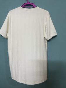 Men's Cream Textured Henley T-Shirt