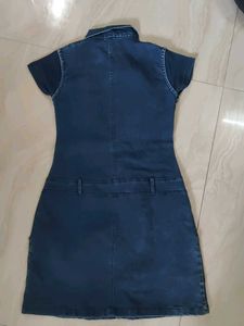 Denim Button-Up Short dress with pockets