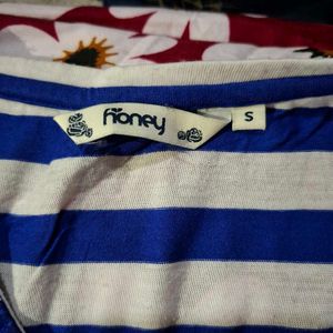 Blue &amp; White Striped Lace Tank Top
