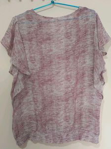 Sheer Flowy Blouse with Ruffled Sleeves