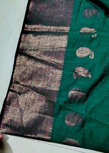 new turquoise green linen Chanderi saree