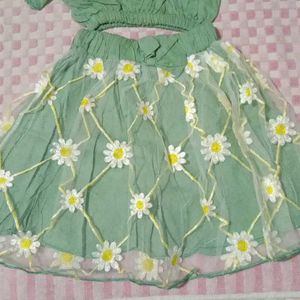 Cute green Daisy Print Two-Piece Set