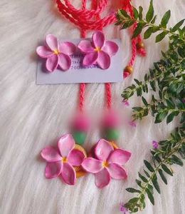 Handmade Pink Flower Earrings