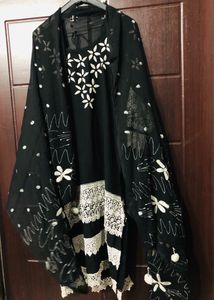 black and white suit