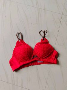 Bright Red Lace Bra