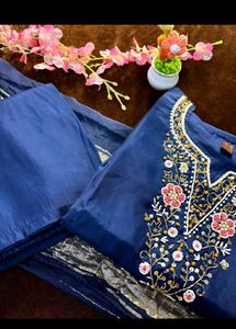 Elegant Blue Embroidered Kurta Set