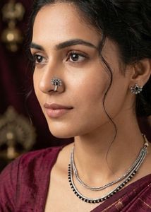 Peacock Design Black Stone Clip On Nose Pin