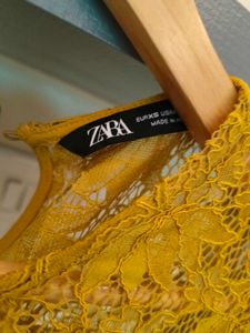 Elegant Yellow Lace Peplum Top