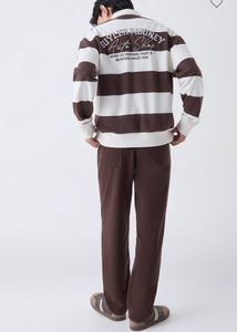 Nuon Westside Brown Striped Polo Sweatshirt