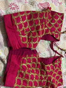 Rani Pink Blouse With Gloden Work