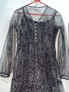Sheer Black Printed Maxi Dress
