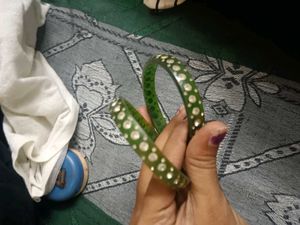 Green Embellished Bangles