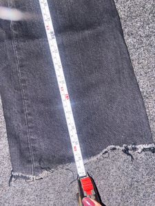 Washed Black Distressed Flare Jeans