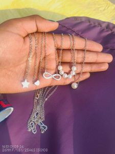 Silver charm pearl pendant necklace collec