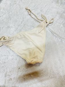 Cream Crochet Trim Bikini Bottoms