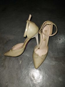 Elegant Beige olive nude Ankle Strap Heels