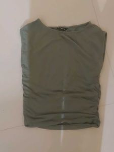 Stylish Ruched Olive Green Top