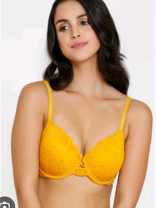 Stylish Yellow Lace Bra