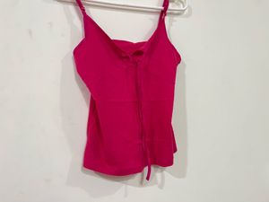 Y2K Hot Pink Tie-Front Cami Top