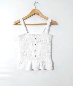 Arizona Jean Co White Smocked  Sleeveless Tops(Women's)