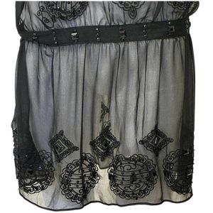 Embellished Sheer Black Flapper Dress