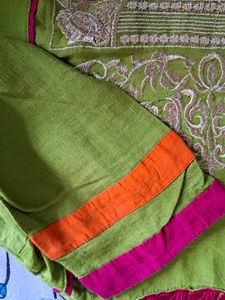 Premium Quality Linen Kurti With Detailing At Collar Sleaves Front And Back As Well