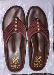 Stylish Brown Embellished Flip-Flops