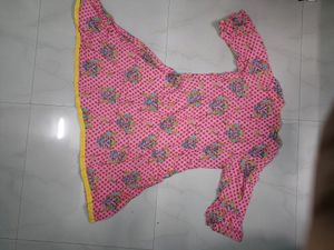 M pink bell sleeves asymmetrical kurti
