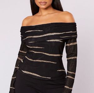 Stylish Striped Mesh Top