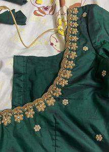 Green pattu maggam work blouse