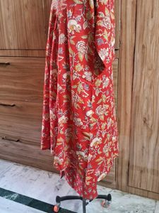 Red Floral Print Kurta Set