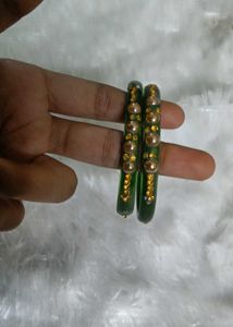Beautiful Green Bangles with Gold Accents
