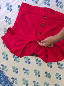 Red Button-Up Crop Top