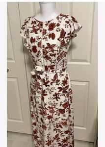(Made in Myanmar) Chic Floral Midi Dress