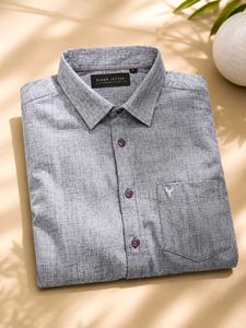 Men's Grey Textured Casual Shirt