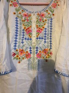 Biba Embroidered White Kurta
