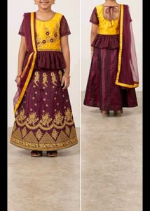 Elegant Yellow &amp; Purple Embroidered Outfit
