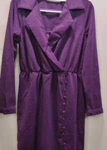 Elegant Purple Shimmer Wrap Dress