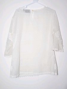Sheer White Puff Sleeve Blouse