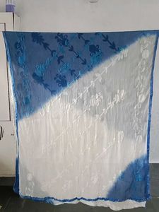 Blue &amp; White Embroidered Dupatta