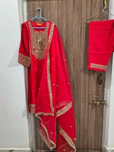 Beautiful Orange Embroidered Kurta Set