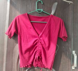 Stylish Ruched V-Neck Crop Top