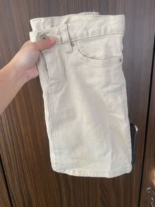 Classic Beige Denim Skirt